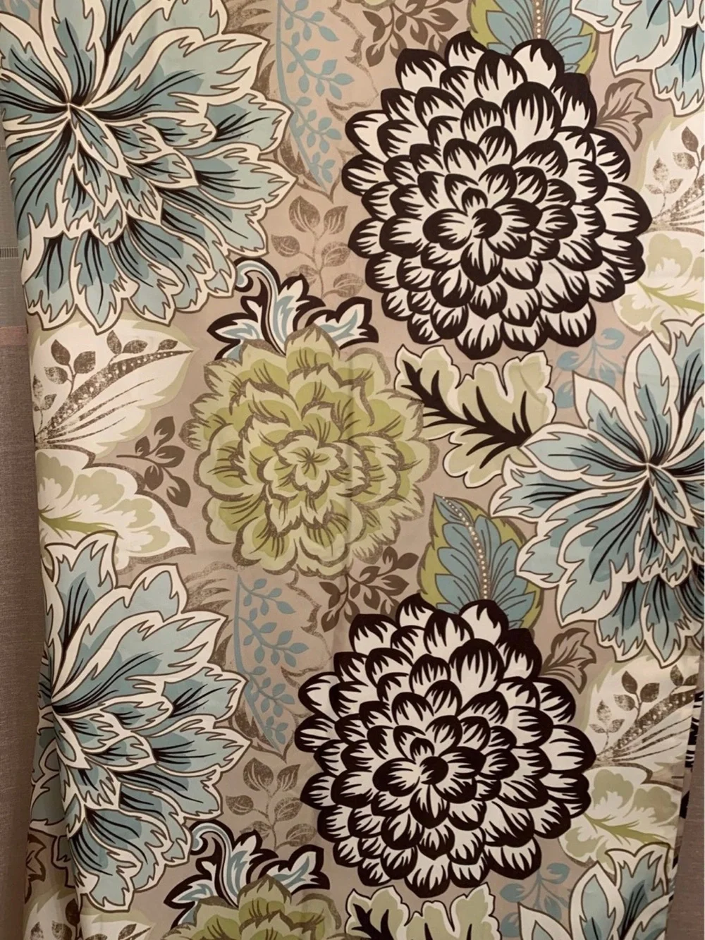 Home Classics Floral Window Curtain Panel in Teal, Green & Beige